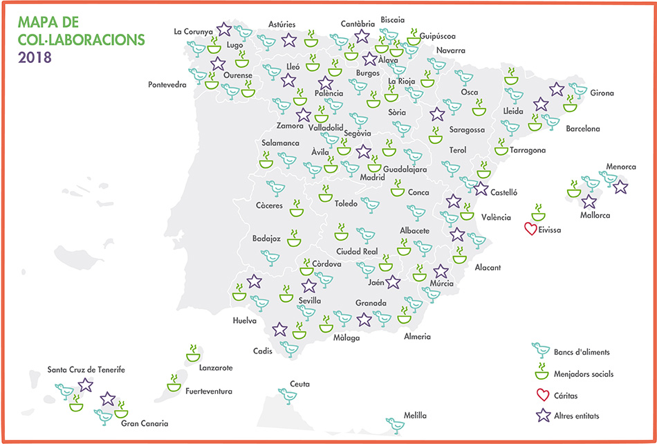Mapa de col·laboracions de Mercadona a tot Espanya
