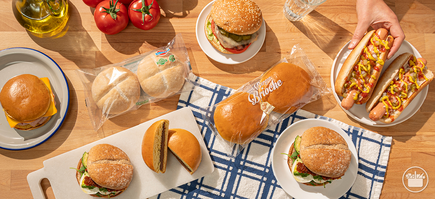 Et presentem el nostre assortiment de pans d’hamburguesa i pa especial hot dog.