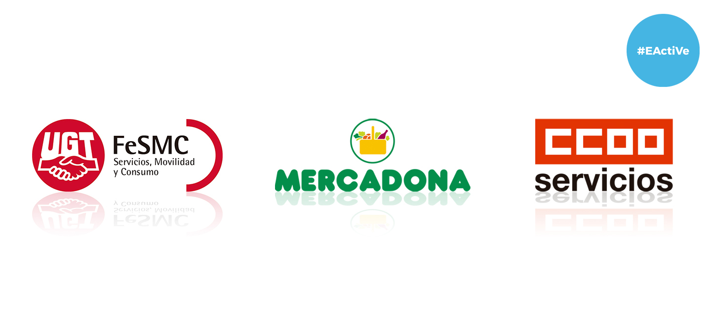 Mercadona, Unión General de Trabajadores (UGT) (General Workers' Union) and Comisiones Obreras (CCOO) (Workers' Commissions) Logos