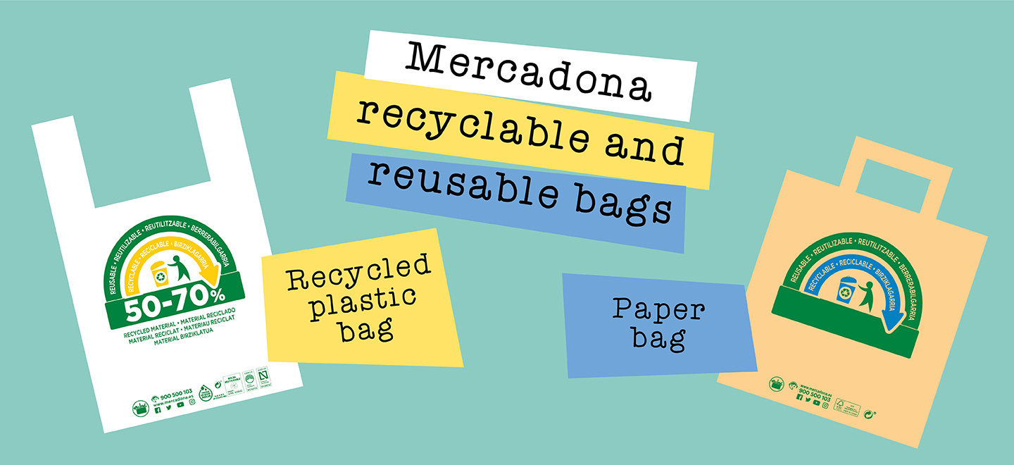 New Mercadona paper bags and bags made of recycled materials