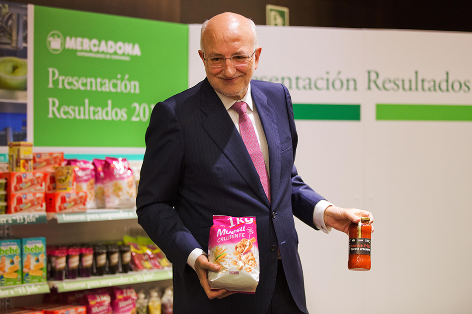 Juan Roig durante la presentación de resultados de Mercadona de 2015.