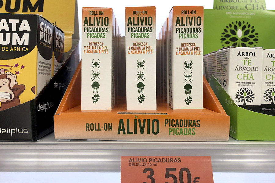 Alivio Picaduras en roll-on en el lineal de Mercadona