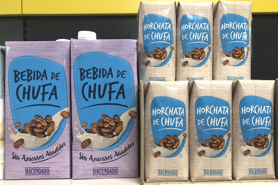 Bebida de Chufa y Horchata de Chufa en el lineal de Mercadona