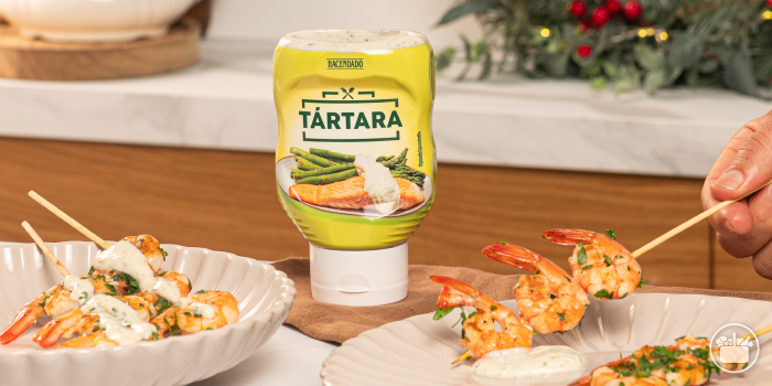 Recetas con Salsa Tártara: Brochetas de langostinos con salsa tártara