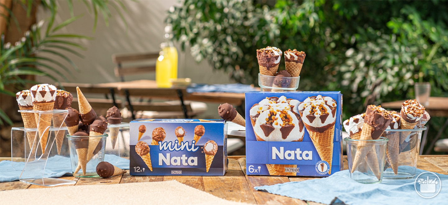 Tenemos un formato de helado de barquillo, de tamaño mediano. Helados Conos de irresistibles sabores.   