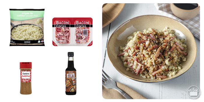 Ingredientes para elaborar Cuscús de coliflor con bacon