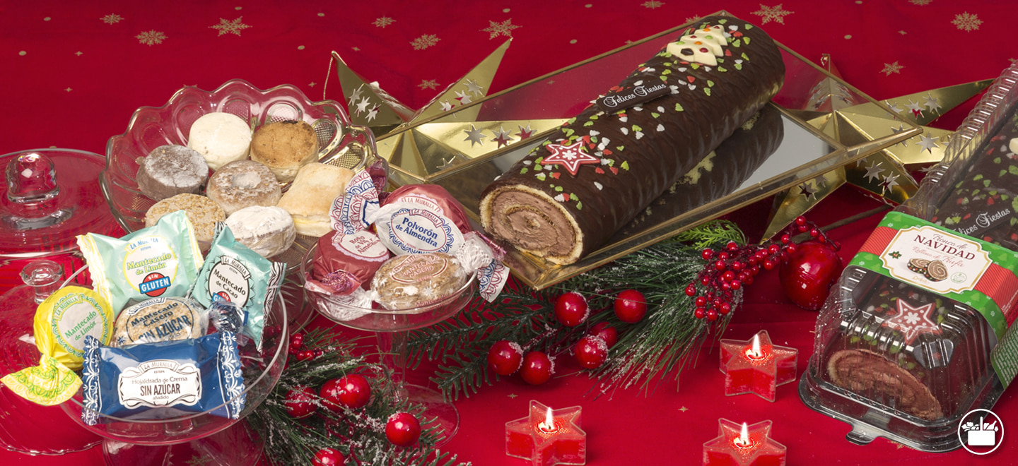 Sabores dulces de siempre como el Tronco de Navidad y la selección de Polvorones y Mantecados de Mercadona.