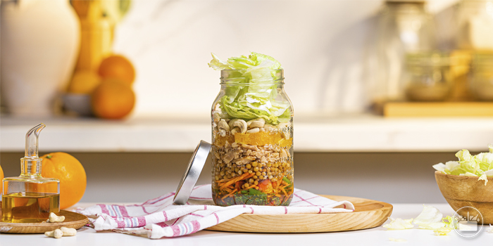 4 Recetas de ensaladas verticales (Jar salad): ensalada de lentejas y naranja