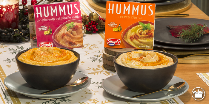 Platos preparados hummus de Mercadona para cena navideña.