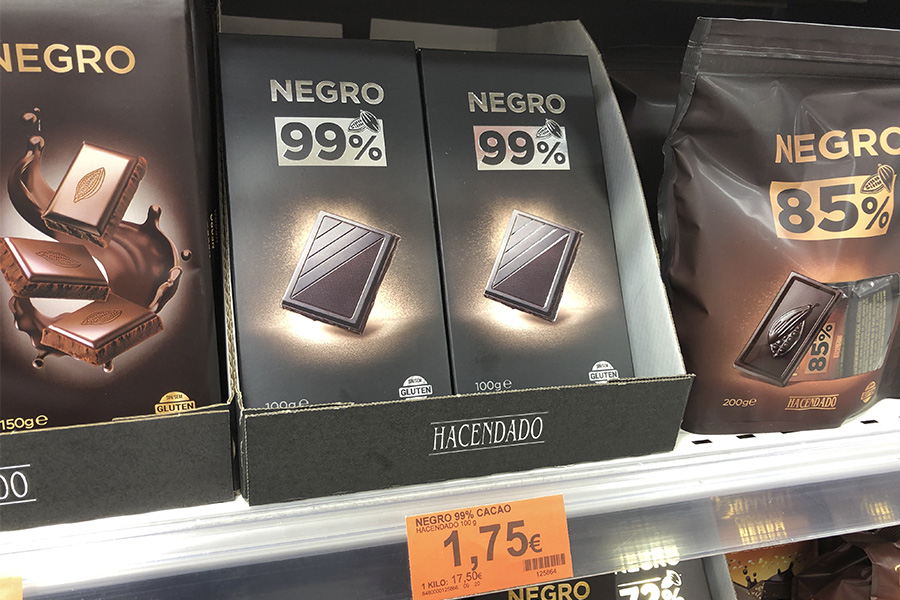 La nueva tableta 99% Cacao de Hacendado, en el lineal de Mercadona