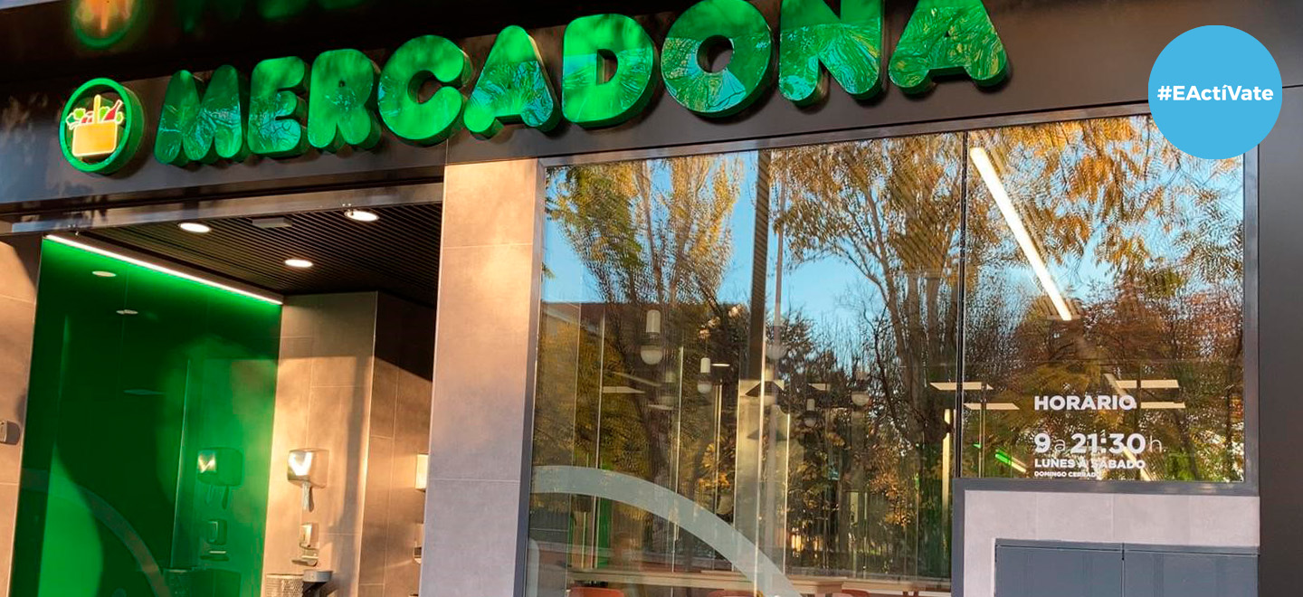 Fachada nueva tienda eficiente Mercadona en Madrid