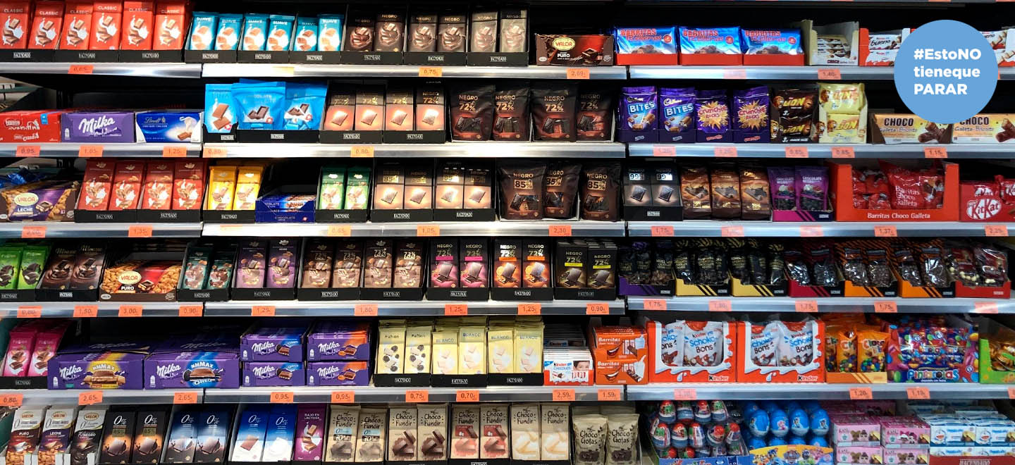 Lineal de chocolates de un supermercado de Mercadona