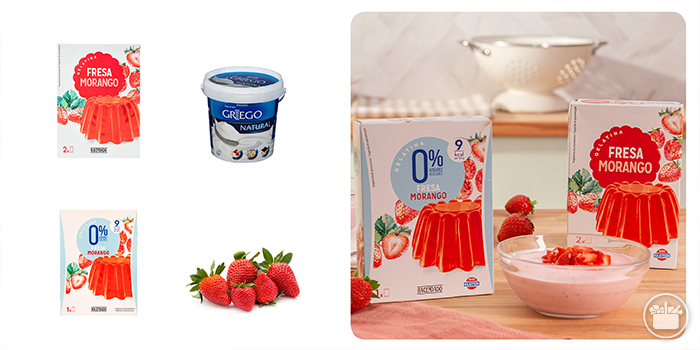Ingredientes para una Mousse de fresa con gelatina de Mercadona