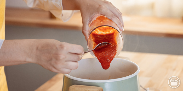 Receta de Tershi Paso 6: Añadir el pimiento a la olla con la calabaza