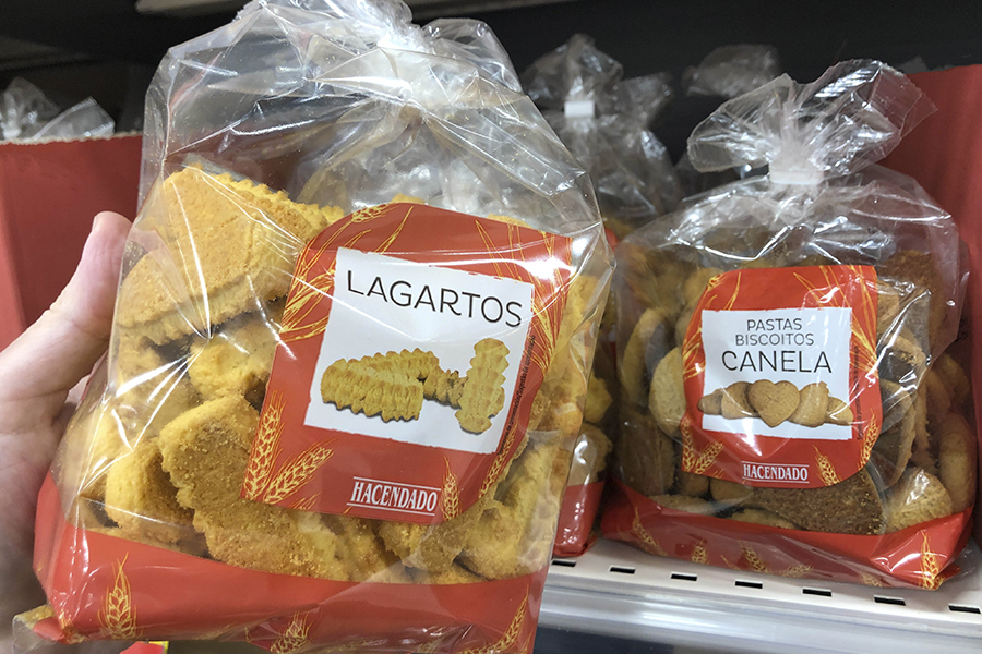 Pastas de Canela y Lagartos al limón en el lineal de Mercadona