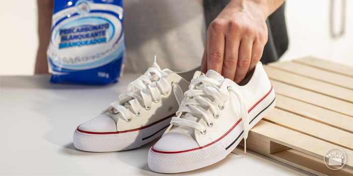 Uso de Percarbonato blanqueante para limpieza de zapatillas de lona blanca