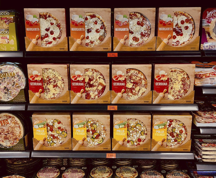 Pizzas frescas en el lineal de Mercadona