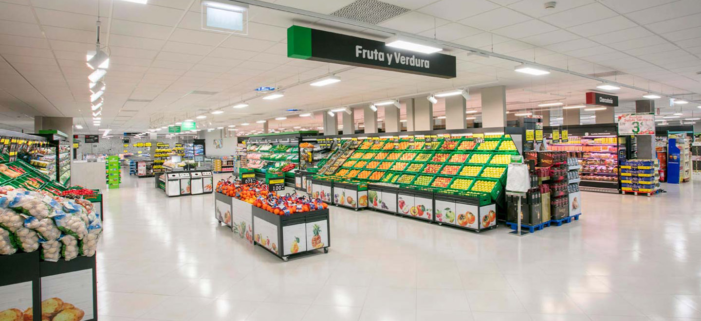 Sección de fruta y verdura del nuevo Modelo de Tienda Eficiente de Mercadona.