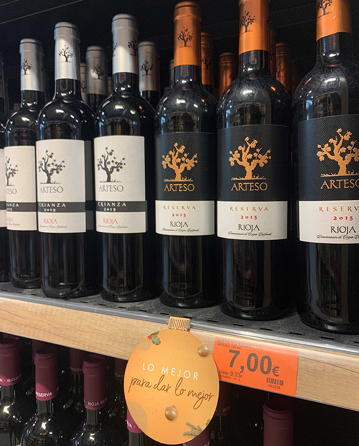Vino Tinto Rioja Arteso, en el lineal de Mercadona