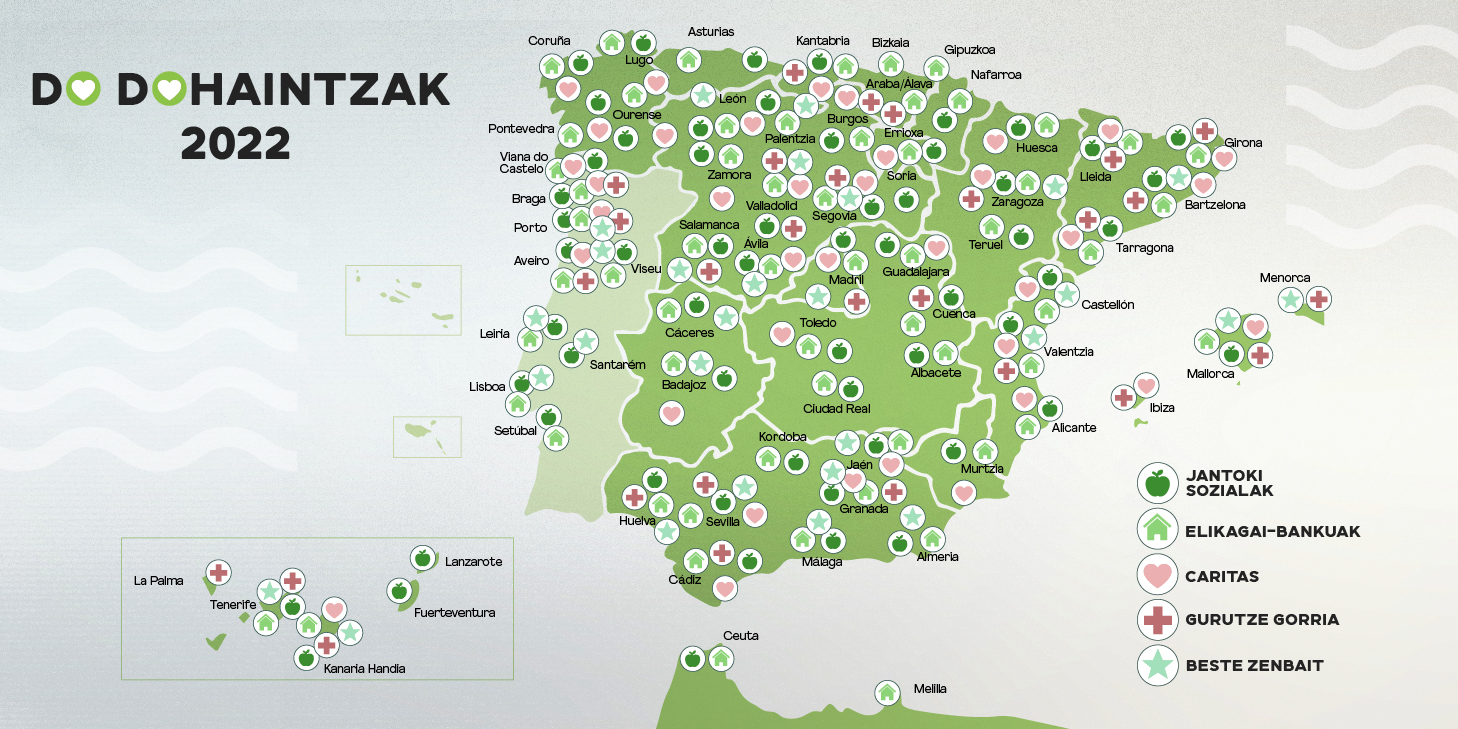Mercadonaren 2022ko elikagai-dohaintzen mapa