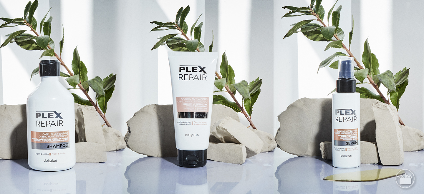 Coida e hidrata o teu pelo coa Liña Plex Repair para cabelos estragados.  