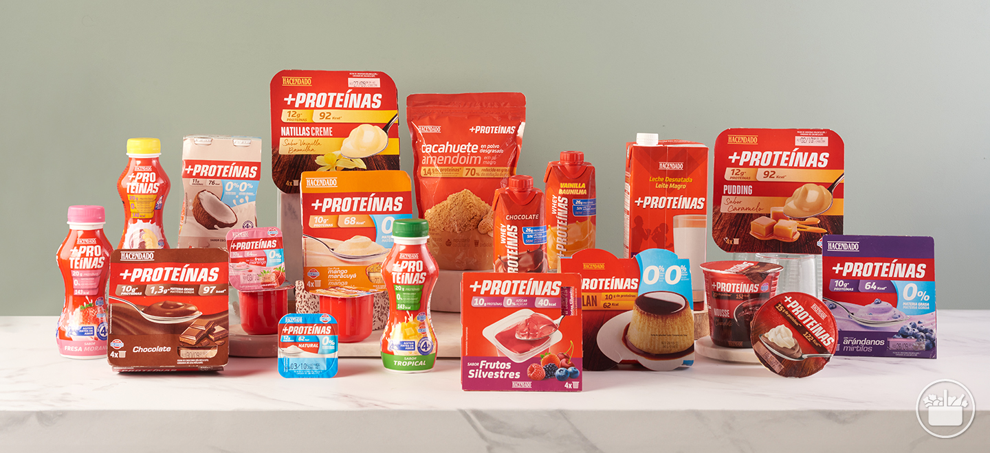 A gama de produtos +Proteínas na nosa estanteira.