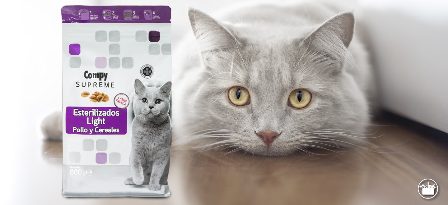 Pinso Compy Supreme gats esterilitzats-Light, els nutrients que necessita per a una vida saludable i sense sobrepés.